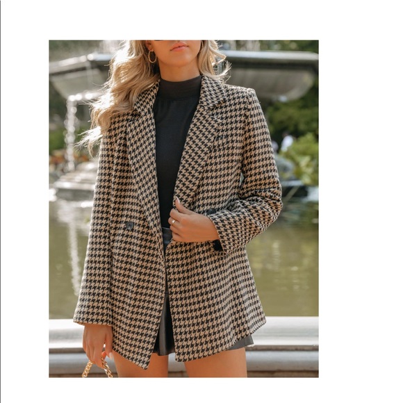 TAXI POCKETED HOUNDSTOOTH PEACOAT - Picture 6 of 7